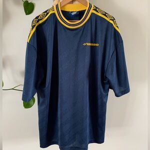 Umbro Navy and Yellow Short Sleeve Tee